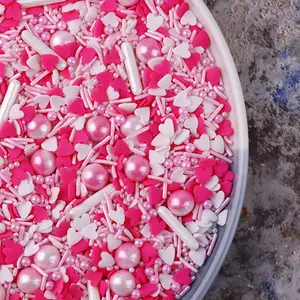 100G Edible Sprinkles Mixed For Ice Cream / Cake / Cupcake Decoration Valentine's Day Pink Sprinkle