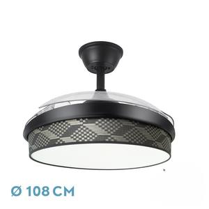 72W black DC fan with 3 blades, 7200 lm, dimmable <b>light</b> 3000-4000-6000K, remote control, memory and <b>timer</b> for - Product Image 1