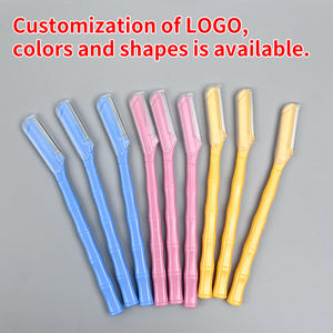 10 шт. оптом, на заказ, с логотипом, цветные, из нержавеющей стали, бритвы для бровей, долговечные, безопасные, безболезненные, точные - Product Image 2