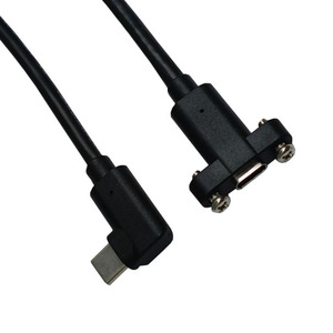 Câble d'extension USB-C mâle vers femelle à angle droit avec vis, charge rapide 3.1C, fil de cuivre moulé par injection - Product Image 4