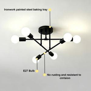 Lámpara de Techo Moderna de 6 Luces, Lámpara de Techo de Metal Negro para Sala de Estar, Dormitorio, Cocina, <span class=keywords><strong>Decoración</strong></span> Nórdica Minimalista para el Hogar - Product Image 4