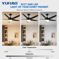 Ventilador de Techo de 48 Pulgadas con 5 Aspas de ABS, Motor BLDC, Control Remoto, para Sala de Estar y Comedor, Fabricación OEM ODM