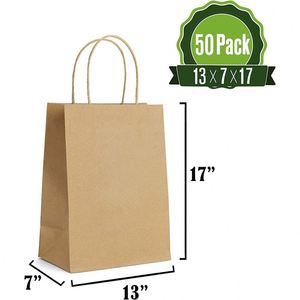 Kraft Paper Gift <b>Bags</b> Bulk with Handles Ideal for Shopping Packaging Retail Party Gifts Wedding Custom Printed Recycled <b>Bag</b> - Product Image 2