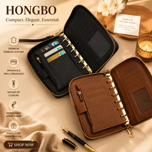 สมุดบันทึกแบบมีซิป Hongbo Custom หลายสี ขนาด A7 ทำจากหนังนิ่มลายก้อนกรวด พร้อมซองใส่ของแบบมีสายรัดข้อมือ มีจำหน่ายแล้ว - Product Image 1