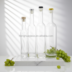 Bouteilles de <span class=keywords><strong>vin</strong></span>, rhum, liqueur, vodka, spiritueux, liquides, vides, de luxe, rondes, en verre Super Flint transparent, 200 ml, 375 ml, 500 ml, 750 ml, avec bouchon - Product Image 5