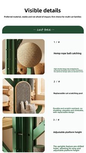 Árbol para Gatos Minimalista y Duradero con Diseño de Cactus, Construcción de Hierro y Madera, con Múltiples Plataformas y Ahorro de Espacio para Uso en Interiores - Product Image 5