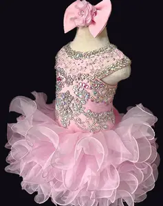 New Pageant Lace Bead Ruffles Flower Girl abiti da festa di compleanno di nozze per ragazze di fiori di alta qualità
