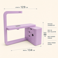 Station de manucure professionnelle en bois avec collecteur de poussière, mobilier de salon écologique avec tiroirs