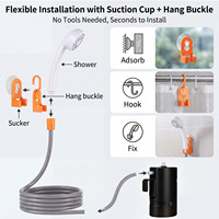 Kit de douche de camping portable, support de pomme de douche à ventouse et crochet double usage, douche rechargeable pour le voyage en extérieur et le lavage des animaux