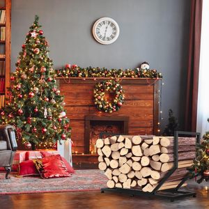 <b>Firewood</b> Storage <b>Rack</b> Carbon Steel Black Indoor Outdoor Fireplace Accessory - Product Image 2