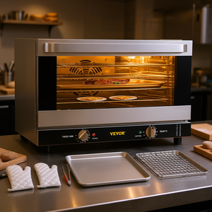 Four à convection commercial Vevor 47L, 1600W, 4 niveaux, four à pâtisserie électrique, porte en verre frontal, 120V, équipement de boulangerie - Product Image 2