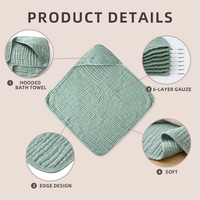 Toalla con Capucha de Fibra Botánica de 6 Capas 100% Algodón OEM ODM 80x80cm, Manta Anti-Sobresalto con Logotipo Personalizado, Certificaciones OEKO-TEX CPC REACH