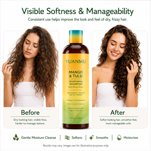 Shampooing Nourrissant et Hydratant Anti-Frisottis à la Mangue et au Tulsi, Lissant, Renforce, Hydrate, Nettoie Doucement les <span class=keywords><strong>Cheveux</strong></span> Bouclés/<span class=keywords><strong>Ondulés</strong></span>, Soin du Cuir Chevelu - Product Image 5