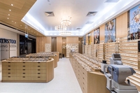 Comptoir de magasin d'optique professionnel en MDF, design 3D Max, vitrine optique en verre, vente chaude