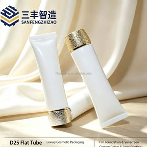 Tube cosmétique plat de luxe D25 en PE avec bouchon à vis texturé à paillettes pour crème solaire et fond de teint - Product Image 2