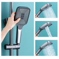 Système de robinetterie de douche et bain SS-1293 avancé à 4 fonctions avec clavier chromé, bouton-poussoir, jet pluie doux, finition brossée pour hôtels