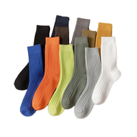 Chaussettes mi-mollet côtelées verticales unies en polyester/coton, séchage rapide, écologiques, épaisses, douces, respirantes, tricotées, pour enfants