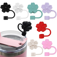 Capuchon de couverture de paille en silicone fleur de Offre Spéciale pour tasse Stanley, couvercles de pointes de paille réutilisables de 10mm/0,4 pouces, décor de fête cadeau mignon
