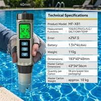 Moniteur de piscine multiparamètres 8 en 1 : pH, ORP, TDS, EC, sel, SG, chlore, température