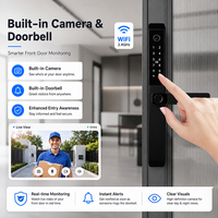 Serrure de porte intelligente WiFi Tuya APP étanche IP66 pour extérieur, avec empreinte digitale, pour portes en aluminium à profil étroit et portes en bois, avec caméra