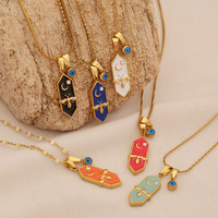 Collier Pendentif Étoile et Lune Vintage Style Français Luxe Hexagonal Abeille Plaqué Or Chaîne Maillons Acier Inoxydable Bijou Cadeau
