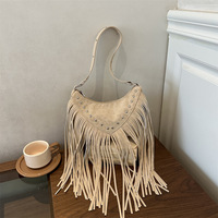Sac bandoulière élégant et tendance 2026 en PU avec pompon, grande capacité, couleur unie, doublure en nylon et fermeture éclair