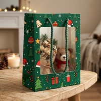Sacs en papier personnalisés avec logo, fenêtre et poignées, pour cadeaux de Noël, de mariage, de baby shower et autres événements festifs