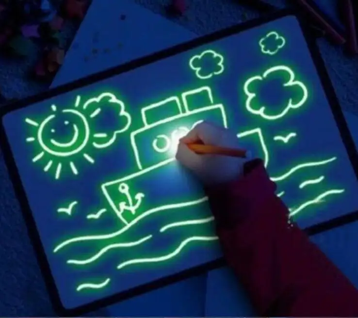 A2/A3/A4 Offre Spéciale Custom Made Lueur dans le foncé pad enfants jouets d'apprentissage Planche à dessin fluorescentes