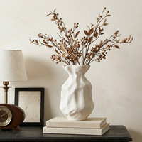 Vase de sol en céramique style Zen Wabi-Sabi, poterie rustique rétro, pièce décorative haut de gamme pour salon, arrangement de fleurs séchées