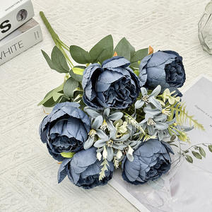 Fleur de pivoine artificielle, 9 branches, 6 têtes, en soie, haute simulation, pour décoration de mariage et de maison, arrangement floral - Product Image 3