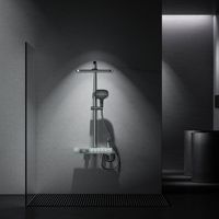 Ensemble de douche mural de luxe en laiton à double fonction, avec fonction massage et pluie, contrôle thermostatique, cartouche céramique et jet doux