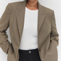 Blazer pour femme à simple boutonnage, motif pied-de-poule camel, revers pointus, veste de costume, tenue de bureau, vente en gros