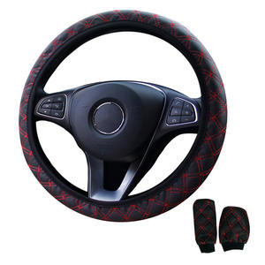 Broderie en <span class=keywords><strong>cuir</strong></span> sans anneau intérieur élastique couverture de <span class=keywords><strong>volant</strong></span> de voiture couverture de poignée de vitesse ensemble de frein à main - Product Image 1