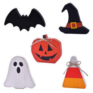 Adornos Decorativos de Madera para Halloween, Calabaza, Murciélago, Sombrero de Bruja, Fantasma, Estilo Dulce, Decoración Interior para el Hogar - Product Image 5