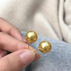 <span class=keywords><strong>Southsea</strong></span> Gold Round Loose Half-Hole Glass Pearl Beads Crystal Lampwork para la fabricación de joyas Bijoux - Product Image 2