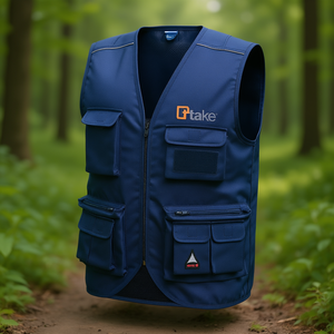 Chaleco Multibolsillos Ttake para Verano, Azul, Talla 2XL, Chaleco de Trabajo para Almacenamiento de Herramientas - Product Image 3
