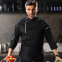Cuisine Sushi Chef Manteau Cuisine Slim Fit Coton Vert Travail Uniforme Polo À Manches Longues Restaurant Chef Veste Avec Logo