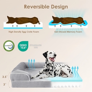 Lits orthopédiques pour chiens, <span class=keywords><strong>lit</strong></span> pour animaux de compagnie en mousse à mémoire de forme imperméable avec côtés, antidérapant et en mousse alvéolée, grand matelas pour canapé pour <span class=keywords><strong>chien</strong></span> - Product Image 5