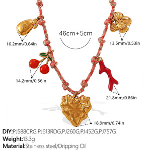 度假可爱樱桃甜珐琅魅力不锈钢18k镀金吊坠时尚饰品项链女批发 - Product Image 4
