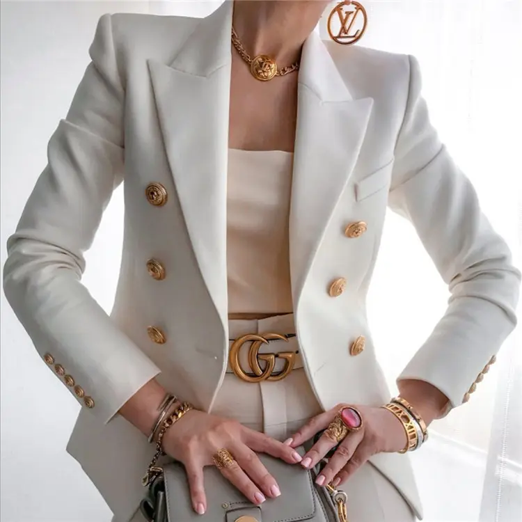 Herbst Winter einfarbig Mode lässig kurze Jacke Frauen Anzüge Büro Blazer De Mujer Chaqueta Blazer Damen Damen