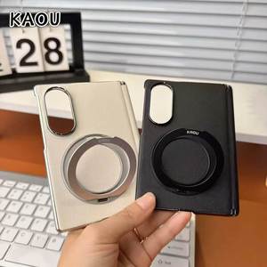 เคสโทรศัพท์แบบวงแหวนแม่เหล็ก KAOU สำหรับ Samsung z fold 8 แบบกระเป๋าสตางค์ หนังเทียม สีส้มดำ พร้อมที่วางโทรศัพท์ - Product Image 6