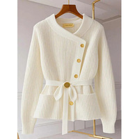 Ensemble de tenue d'hiver pour femme, style chic, pull en tricot abricot, nouveau design, jupe taille haute amincissante