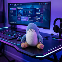 Peluche Requin Personnalisée Brodé Super Doux avec Chaussures, Mignonne Poupée Dessin Animé OEM ODM Faible MOQ Vente en Gros Cadeau Enfant Anti-Stress