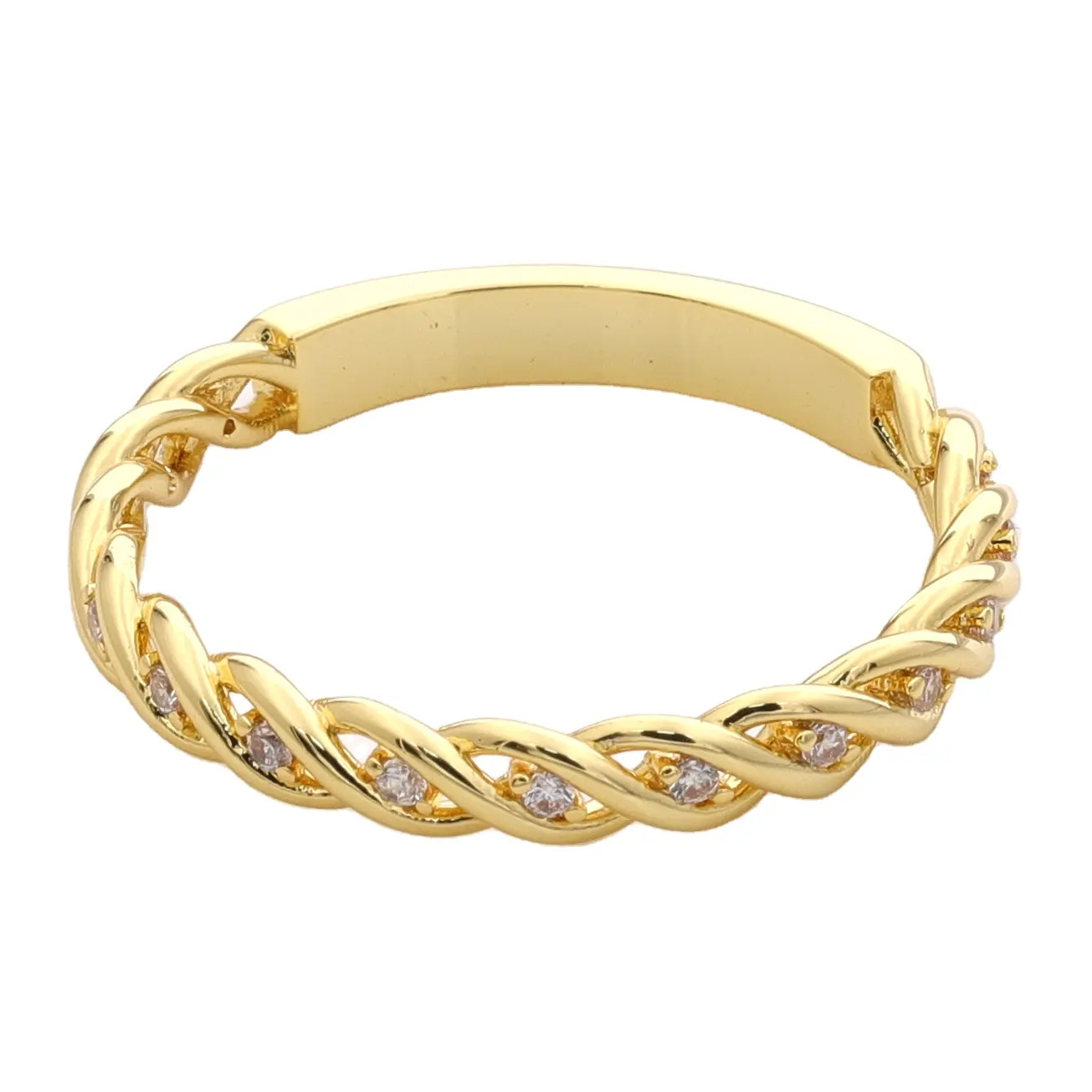 Daidan Custom Ring Hersteller Stapel ringe Gold Elegant Plated Dainty Zircon Womens Twisted Ring