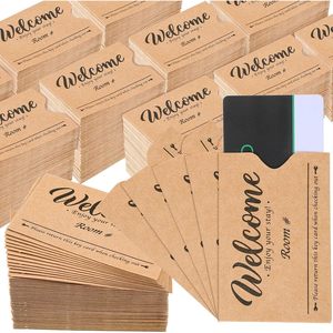 Kraft Paper Key <b>Card</b> Holder Envelope Biodegradable Hotel Room Welcome <b>Card</b> <b>Protector</b> For Guest Stay - Product Image 1
