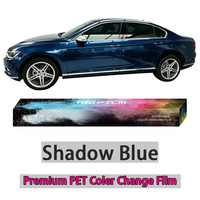 Vinilo Brillante para Automóviles, Película de PVC que Cambia de Color, Película Decorativa Automotriz Transpirable Autoadhesiva, Azul