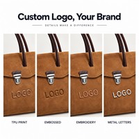Sac fourre-tout en daim marron personnalisé avec logo, grande capacité, sac à bandoulière en daim et cuir PU pour femmes, travail et voyage