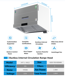 <span class=keywords><strong>Hotte</strong></span> de <span class=keywords><strong>cuisine</strong></span> commerciale sans conduit, adaptée aux locataires |   Contrôle des odeurs au carbone sans modification structurelle pour les centres commerciaux et les sites historiques - Product Image 6