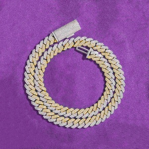 10MM 12MM Pass Diamond <span class=keywords><strong>Tester</strong></span> Hip Hop D Couleur Split Two Tone Moissanite Chaîne à maillons cubains pour hommes avec 925 Sterling Silver GRA - Product Image 2