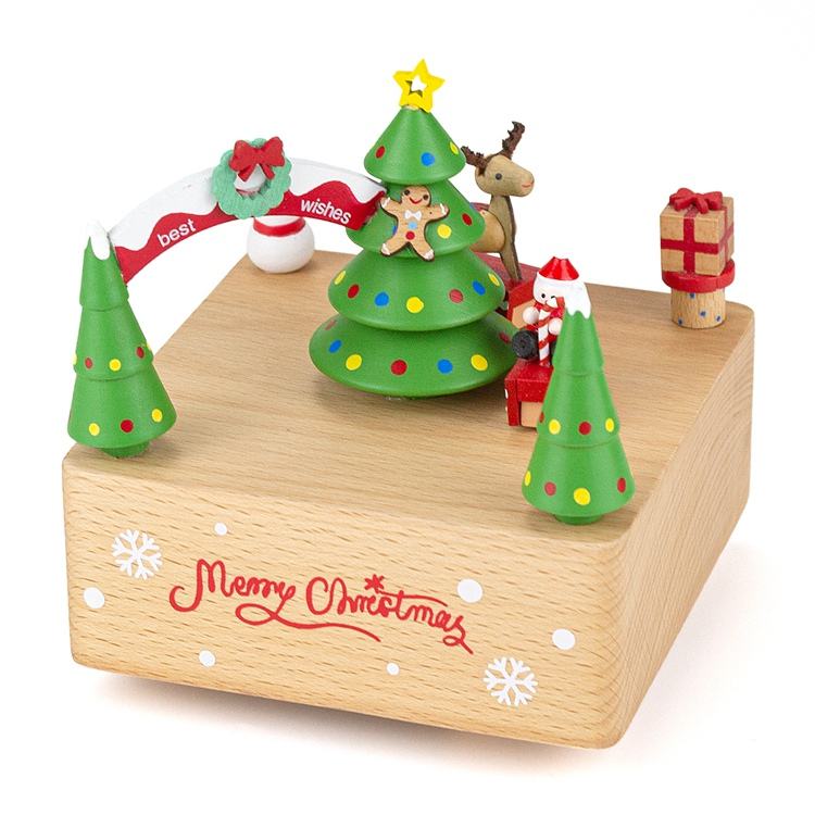 กล่องดนตรีไม้พร้อมรถรูปต้นคริสต์มาส52705812
